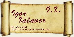 Igor Kalaver vizit kartica